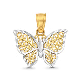 12mmX15mm 14K Real Two Tone Gold Butterfly Charm Pendant 0.6grams
