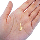 14K Yellow Gold Real Half Moon Face Charm Pendant 11mmX10mm 0.6grams