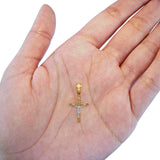 14K Real Gold Two Tone Jesus Crucifix INRI Cross Religious Charm Pendant