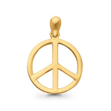 Real 14K Yellow Gold Peace Sign Charm Pendant 15X15mm 0.6gm