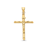 14K Real Religious Crucifix Charm Pendant Yellow Gold 35mmX23mm 1.3grams