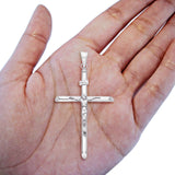 White 14K Gold Real Religious Crucifix Charm Pendant 1.8grams 42mmX27mm