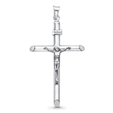 White Gold 14K Real Religious Crucifix Charm Pendant 48mmX32mm 2.5grams