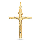 14K Real Yellow Gold Religious Crucifix Charm Pendant 43mmX31mm 1.8grams