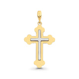Real Two Tone Gold 14K Religious Crucifix Charm Pendant 1.2grams 29mmX21mm