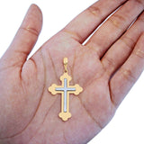 Real Two Tone Gold 14K Religious Crucifix Charm Pendant 1.2grams 29mmX21mm