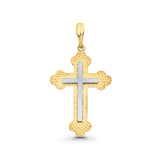 14K Real Two Tone Gold Religious Crucifix Charm Pendant 29mmX21mm 1.2grams