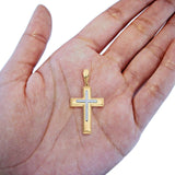 Two Tone Gold 14K Real Religious Crucifix Charm Pendant 1.6grams 24mmX17mm