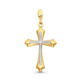 14K Two Tone Gold Real Religious Crucifix Charm Pendant 1grams 25mmX18mm