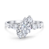 Fashion Ring Round Simulated Cubic Zirconia 925 Sterling Silver