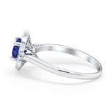 Floral Vintage Style Wedding Ring Simulated Blue Sapphire CZ 925 Sterling Silver