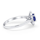 Floral Vintage Style Wedding Ring Simulated Blue Sapphire CZ 925 Sterling Silver