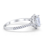 Art Deco Oval Wedding Engagement Ring Simulated Cubic Zirconia 925 Sterling Silver