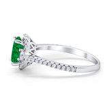 Art Deco Oval Wedding Engagement Ring Simulated Green Emerald CZ 925 Sterling Silver