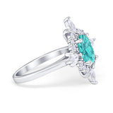 Vintage Marquise Wedding Ring Oval Simulated Paraiba Tourmaline CZ 925 Sterling Silver