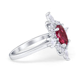 Vintage Wedding Ring Oval Simulated Ruby CZ 925 Sterling Silver