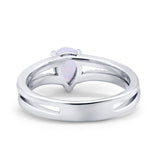 Teardrop Wedding Ring Lab Created White Opal Accent 925 Sterling Silver