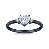 Heart Promise Black Tone, Simulated CZ Wedding Ring 925 Sterling Silver