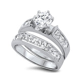 Wedding Ring Band Bridal Piece Round Simulated CZ 925 Sterling Silver