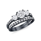 Wedding Piece Bridal Ring Black Tone, Simulated Cubic Zirconia 925 Sterling Silver