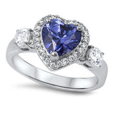 Heart Promise Ring Simulated Tanzanite CZ 925 Sterling Silver