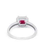 Classic Wedding Ring Princess Cut Simulated Ruby CZ 925 Sterling Silver