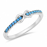 Petite Dainty Infinity Eternity Ring Simulated Turquoise CZ 925 Sterling Silver