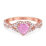 Heart Promise Ring Rose Tone, Simulated Pink Morganite CZ 925 Sterling Silver