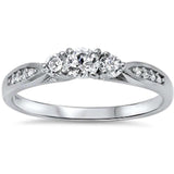 3 Stone Engagement  Ring Simulated CZ 925 Sterling Silver