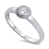Solitaire Engagement Ring Round Simulated Cubic Zirconia 925 Sterling Silver
