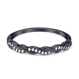 Half Eternity Infinity Twisted Ring Black Tone, Simulated CZ 925 Sterling Silver