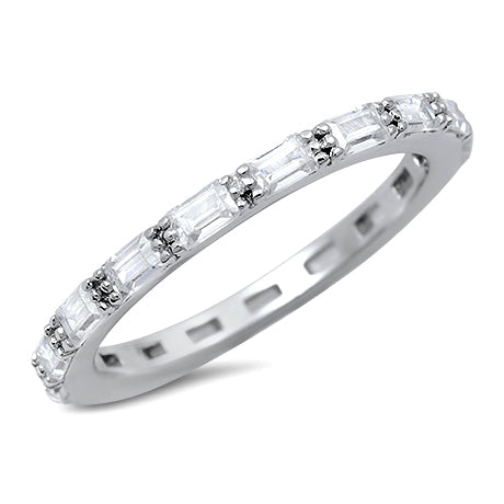 Eternity Rings Baguette Simulated CZ Stackable Wedding Ring 925 Sterling Silver