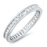 Eternity Rings Baguette Band Ring Simulated CZ 925 Sterling Silver
