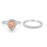 Teardrop Bridal Engagement Ring Simulated Morganite CZ 925 Sterling Silver
