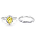 Teardrop Bridal Wedding Piece Ring Simulated Yellow CZ 925 Sterling Silver