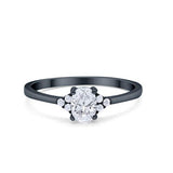Oval Cut Wedding Ring Black Tone, Simulated CZ 925 Sterling Silver