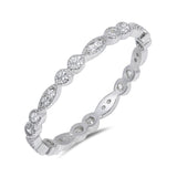 Full Eternity Stackable Wedding Engagement Band Ring Round Cubic Zirconia 925 Sterling Silver