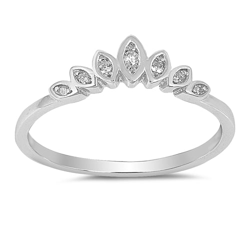Fashion Crown Eternity Ring Round Simulated Cubic Zirconia 925 Sterling Silver