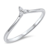3-Stone Band Ring Round Simulated Cubic Zirconia 925 Sterling Silver