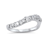Half Eternity Curve Ring Band Round Simulated CZ 925 Sterling Silver