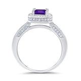 Vintage Style Engagement Ring Cushion Simulated Amethyst CZ 925 Sterling Silver