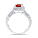 Vintage Style Engagement Ring Cushion Simulated Garnet CZ 925 Sterling Silver