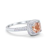 Vintage Style Engagement Ring Cushion Simulated Morganite CZ 925 Sterling Silver