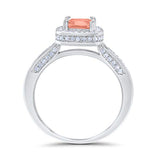 Vintage Style Engagement Ring Cushion Simulated Morganite CZ 925 Sterling Silver