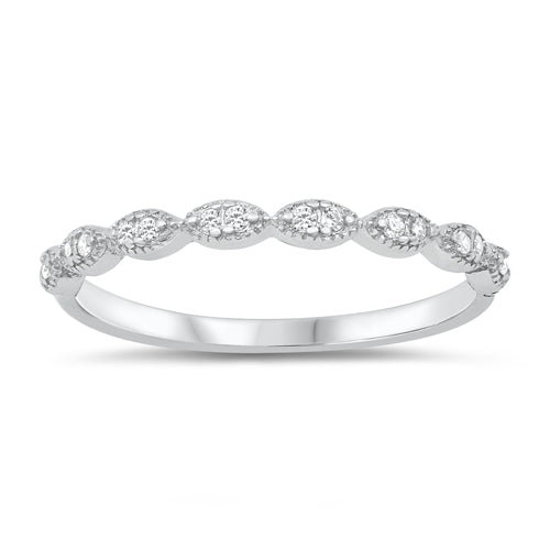 Art Deco Half Eternity Band Rings Simulated CZ 925 Sterling Silver