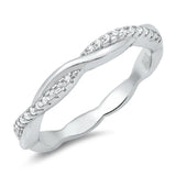 Twisted Infinity Braided Style Band Round Simulated Cubic Zirconia 925 Sterling Silver