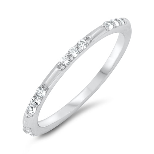 2mm Eternity Style Band Rings Round Simulated CZ 925 Sterling Silver