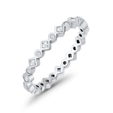 Stackable Full Eternity Simulated Cubic Zirconia Art Deco Wedding Ring 925 Sterling Silver
