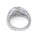 Antique Style Engagement Ring Simulated Yellow CZ 925 Sterling Silver