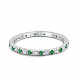 Full Eternity Wedding Design Ring Round Simulated Green Emerald CZ 925 Sterling Silver